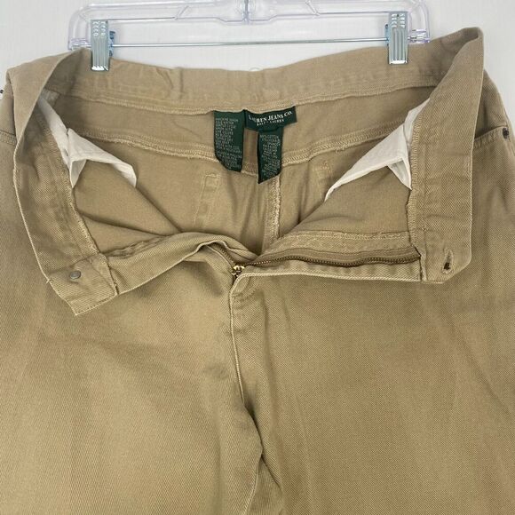 Vintage Lauren Jeans Co Ralph Lauren Womens Tan Bootcut Pants Size 16 Wide Leg - Picture 13 of 16